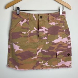 HOLLISTER Denim Carho Utility Mini Skirt Camo Purple Pink Khaki Size 5 W27